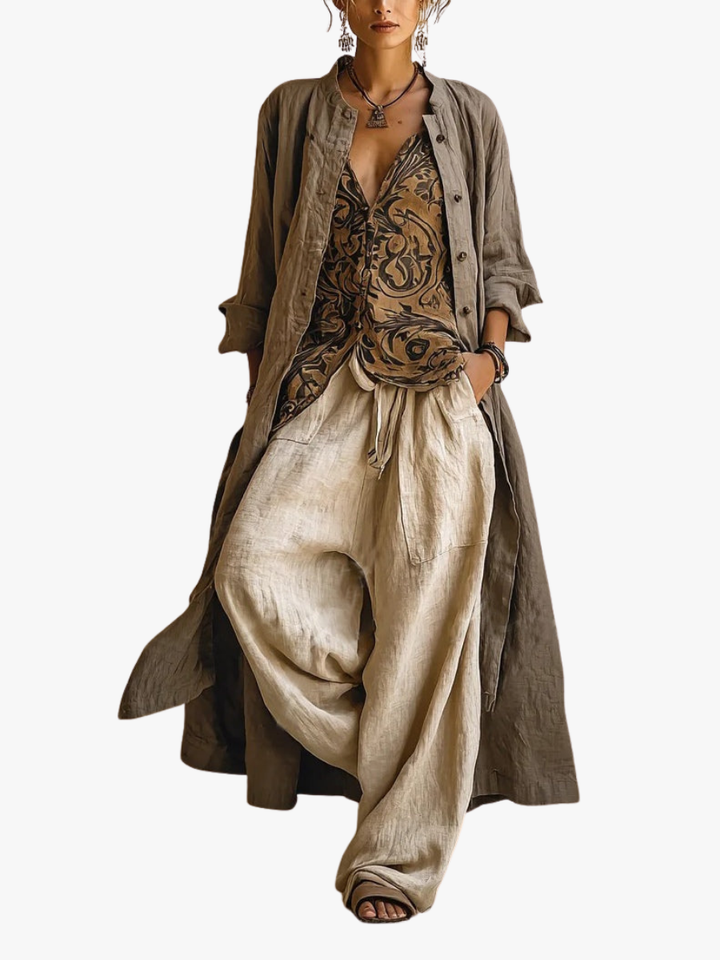 THREE-PIECE LINEN SET FOR WOMEN