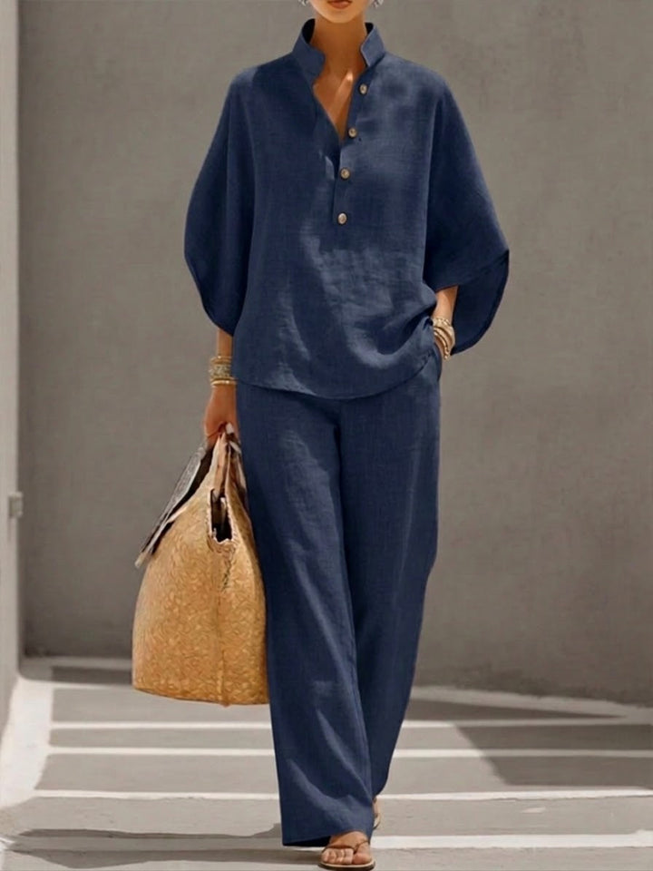 Mariel | Batwing sleeve set with wide-leg trousers