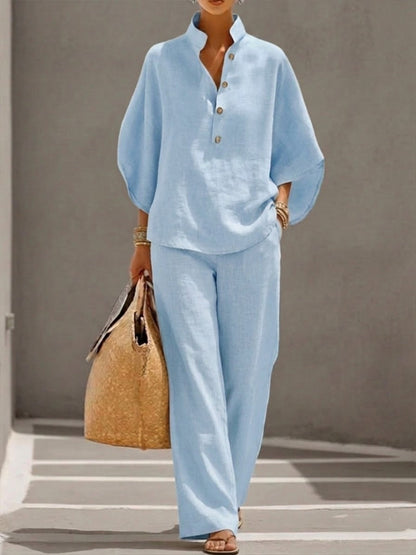 Mariel | Batwing sleeve set with wide-leg trousers