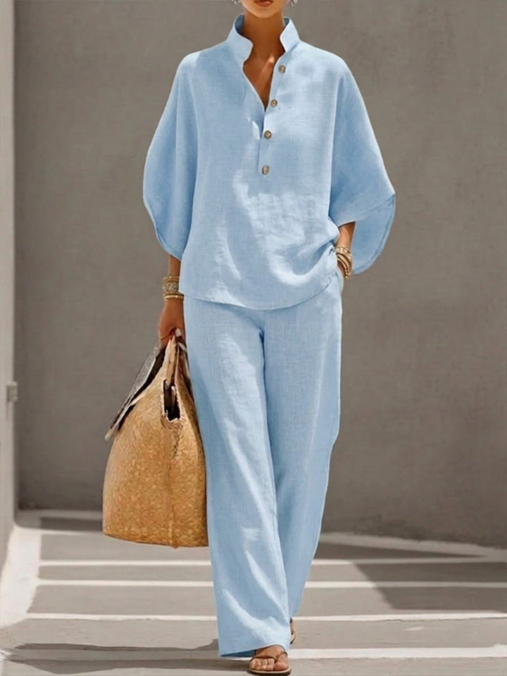 Mariel | Batwing sleeve set with wide-leg trousers